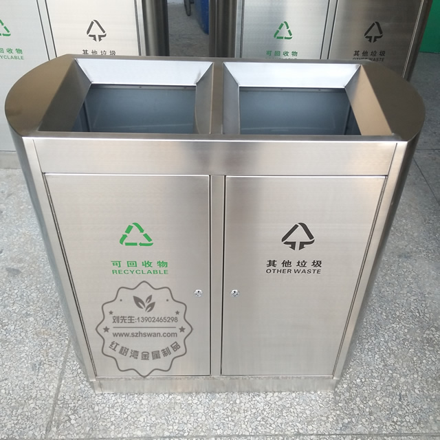 室內(nèi)機場雙筒不銹鋼分類垃圾箱圖片001