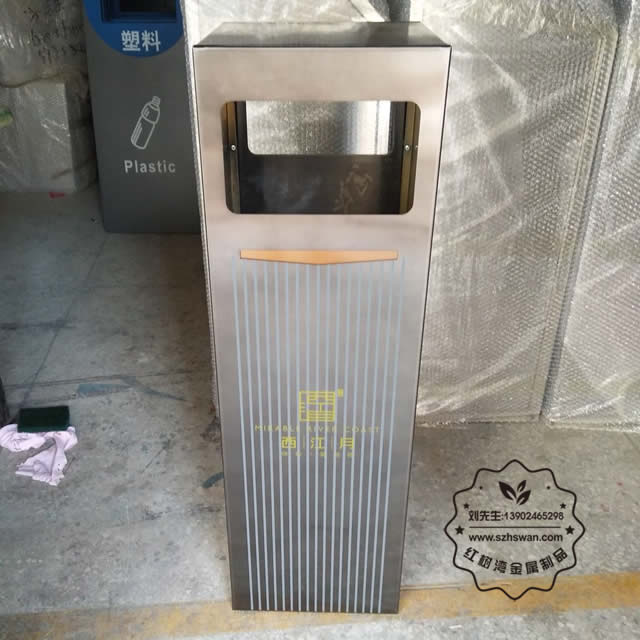 商業(yè)電鍍室內方形不銹鋼果皮箱圖片001