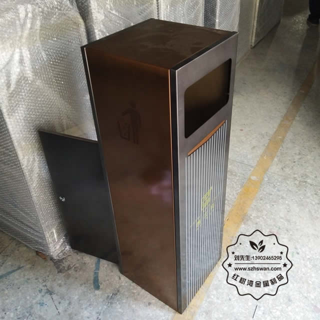 商業(yè)電鍍室內方形不銹鋼果皮箱圖片003