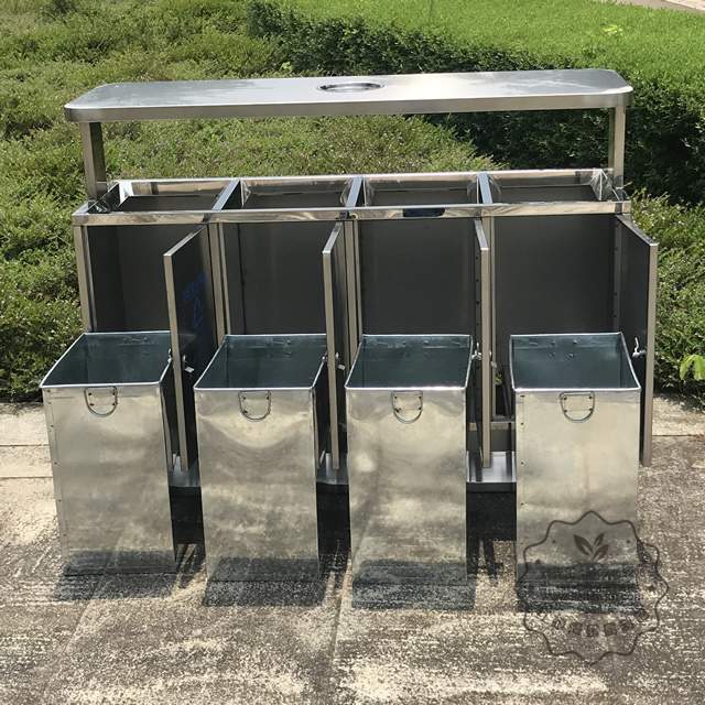 戶外大型四分類不銹鋼垃圾箱圖片002 戶外大型四分類不銹鋼垃圾箱圖片002