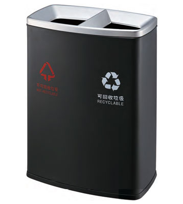 雙桶分類(lèi)烤漆鐵皮垃圾桶